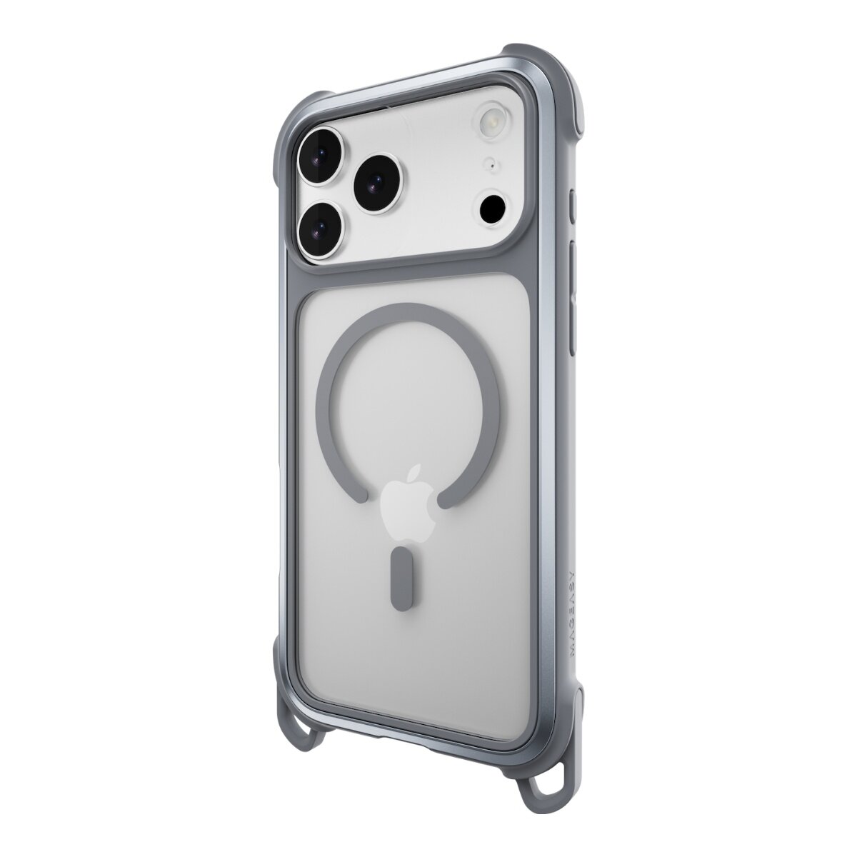 MAGEASY Odyssey Strap M 超軍規防摔掛繩手機殼 iPhone 17 Pro Max(迷霧/高冷灰) + 鏡頭保護貼Lenz(炫彩) + Vetro 9H 鋼化玻璃保護膜