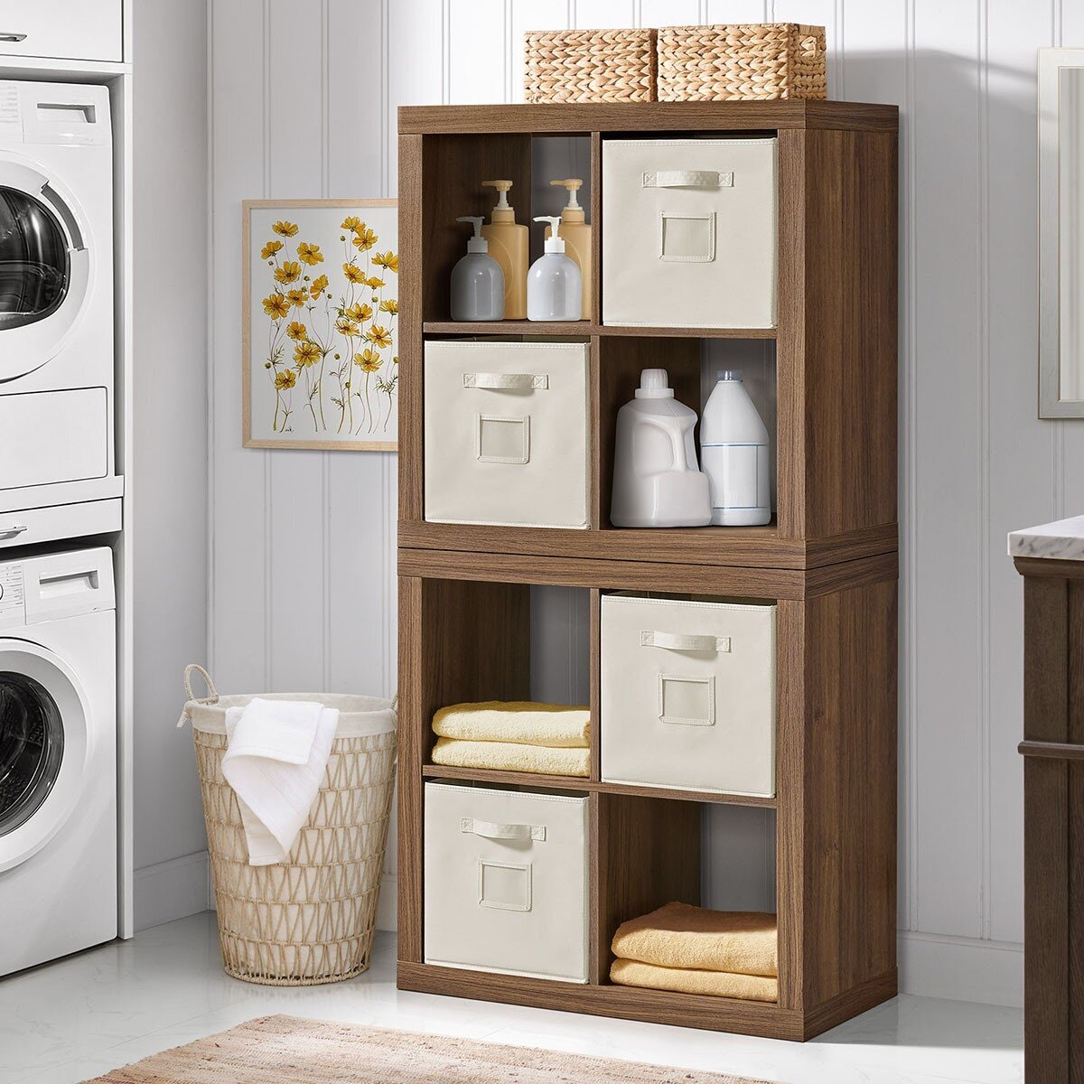 Bayside Furnishings 四格櫃2入 附8個儲物籃