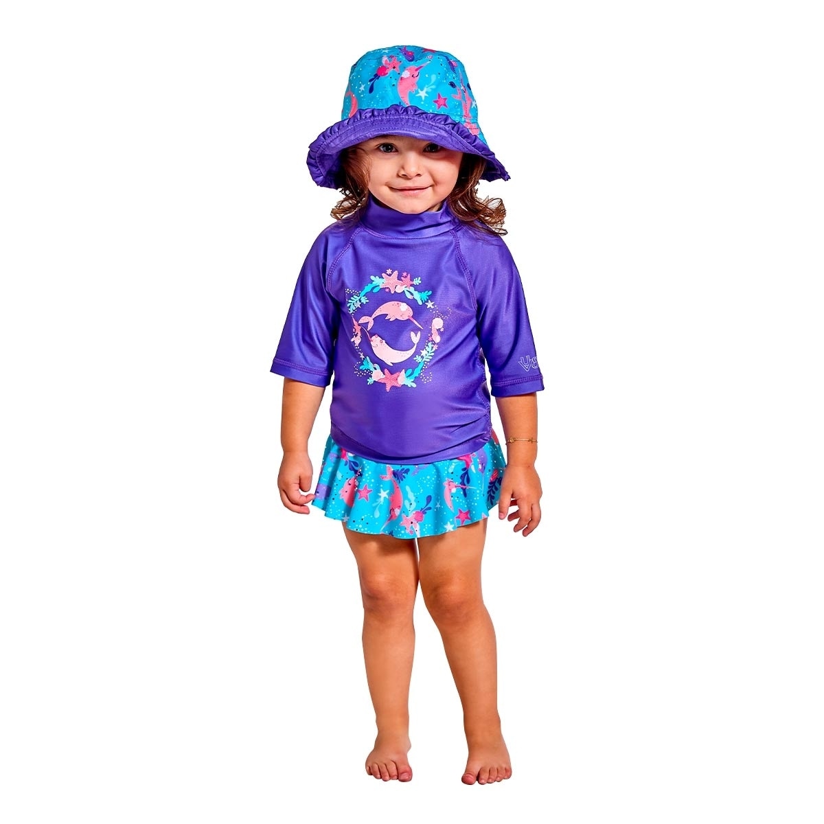 UV Skinz 兒童泳衣 三件組 紫色 6歲