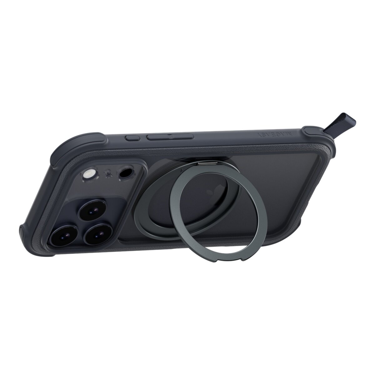 MAGEASY Odyssey Stand M 超軍規防摔磁吸支架手機殼 iPhone 17 Pro(皮革午夜) + 鏡頭保護貼Lenz 鈦合金(鈦白) + Vetro 9H 鋼化玻璃保護膜