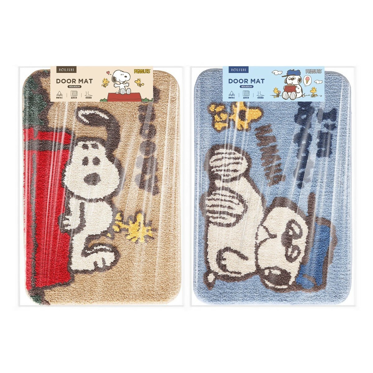 HOUSUXI 舒希 超細纖維地墊 2入組 60公分 X 40公分 史努比 & 歐拉夫 HOUSUXI 舒希 超細纖維地墊 2入組 60公分 X 40公分 史努比 & 歐拉夫