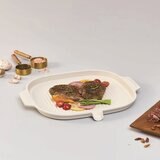 CHEFWAY 陶瓷不沾塗層萬用IH雙耳烤盤 32公分 象牙白