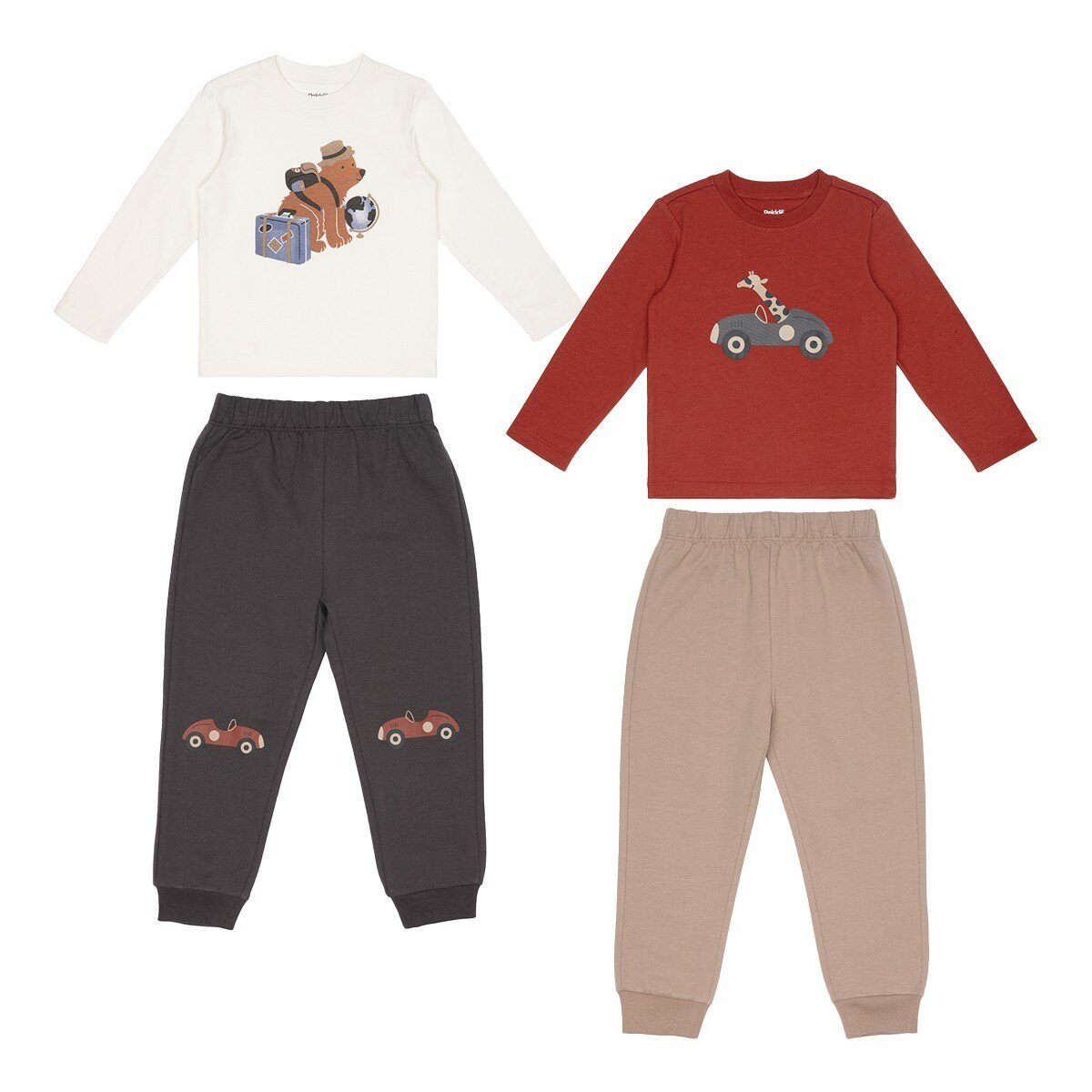 Pekkle Kids' Long Sleeve Top and Pant 4-Piece Set