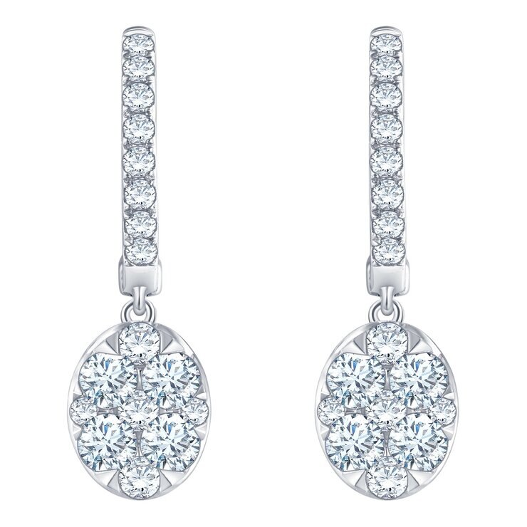 1.00 克拉 14K白K金 圓形鑽石耳環 VS2/I