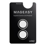MAGEASY Bright M 不發黃軍規磁吸透明殼 iPhone 17 (白磁圈) + 鏡頭保護貼Lenz(銀色) + Vetro 9H 鋼化玻璃保護膜