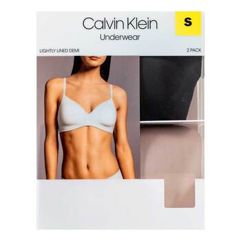 Calvin Klein 舒適無鋼圈內衣 兩入組 黑與裸組合 L