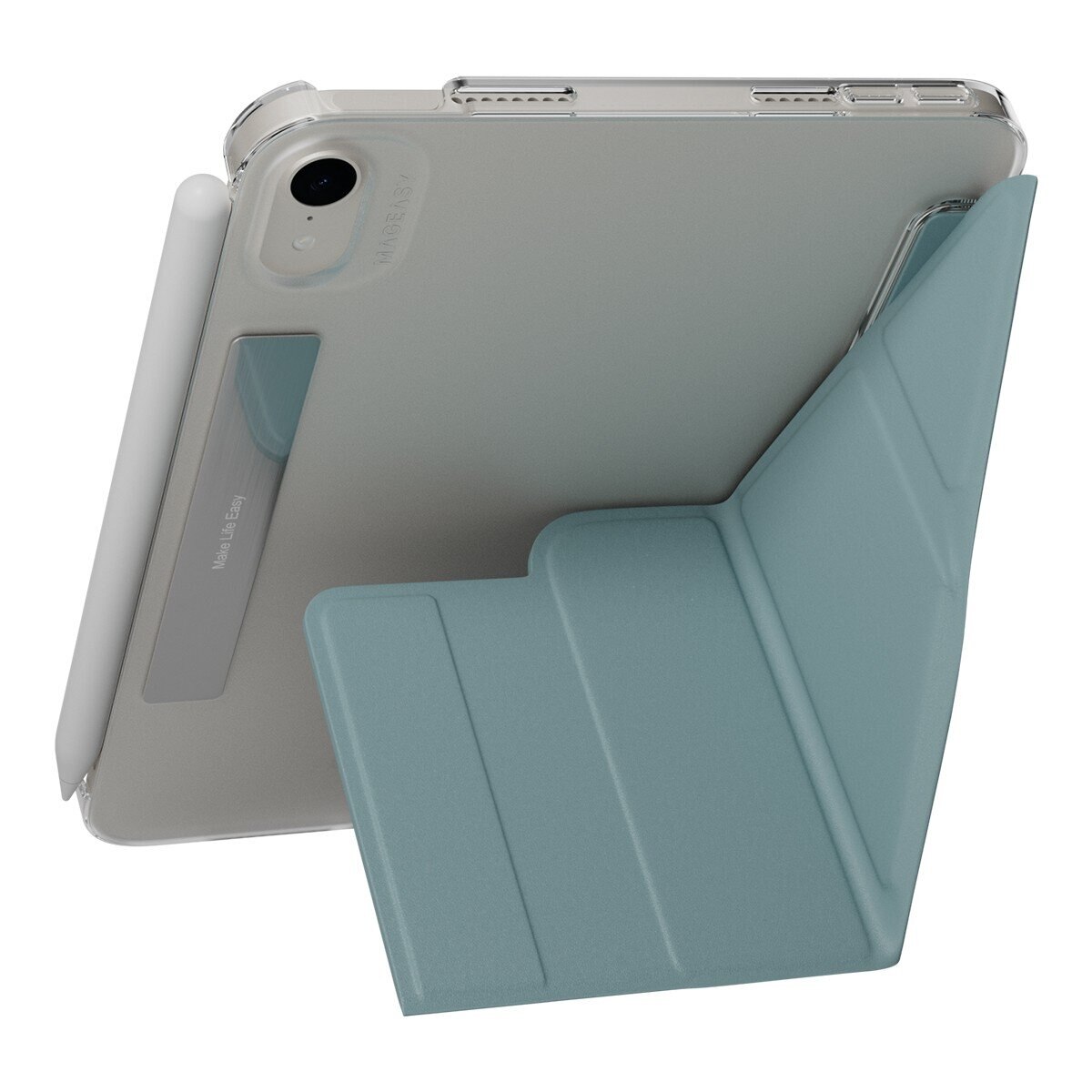 MAGEASY Facet 全方位支架透明背蓋保護套 iPad mini 7 2024 / A17 Pro / iPad mini 6 2021 寧靜藍