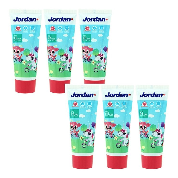 Jordan 0-5歲兒童牙膏 含氟500ppm 草莓口味 75公克 X 8入