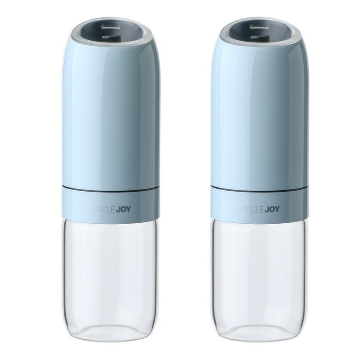 Circle Joy 不鏽鋼電動調味料研磨機 2件組 淺藍 Circle Joy 不鏽鋼電動調味料研磨機 2件組 淺藍