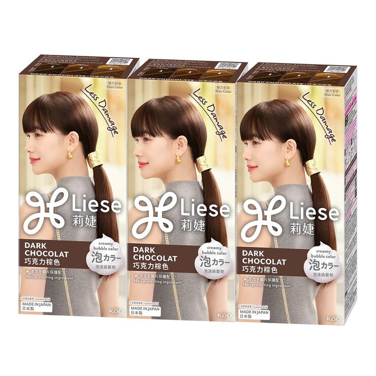 莉婕泡沫染髮劑 巧克力棕色 3 入
