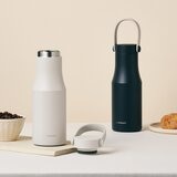LocknLock 都會不鏽鋼提帶保冷保溫瓶 470毫升 X 2件組 象牙白 + 海軍藍