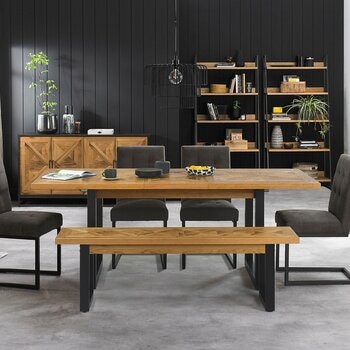 Bentley Designs Indus Rustic 橡木 餐桌椅四件組