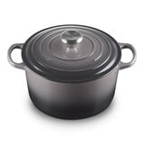 Le Creuset 雙耳圓形鑄鐵深圓鍋 含鋼頭鍋蓋 24公分 燧石灰