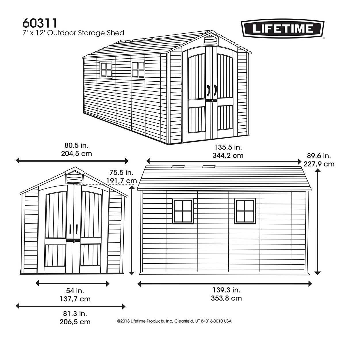 Lifetime 7呎 X 12呎 戶外儲藏屋