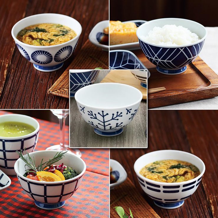 日本製輕量瓷碗15件組 染錦繪變 X 10入 + 自然生活 X 5入