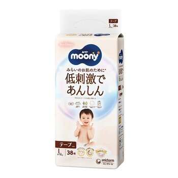 Moony 日本頂級版紙尿褲 黏貼型 L號 38片 X 4入