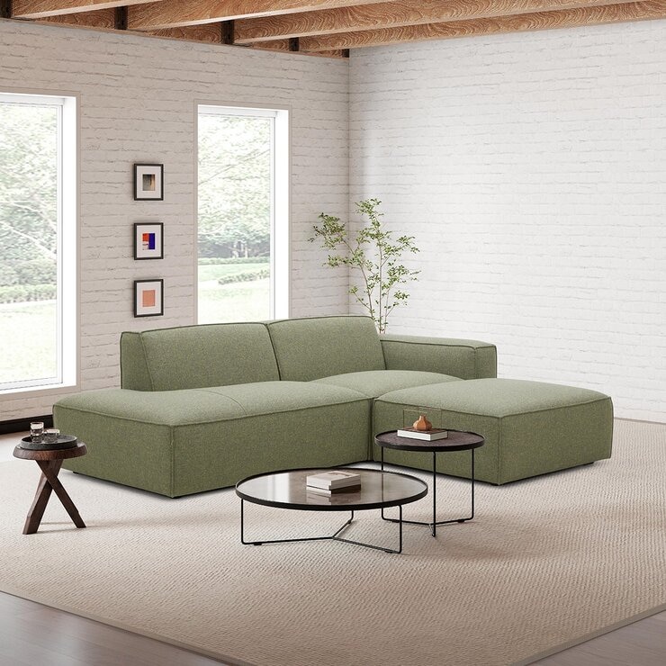 Aiden & Ivy 布面可移動式沙發附腳凳 綠