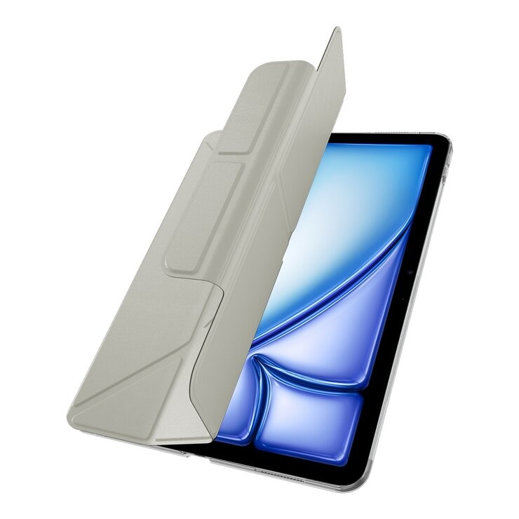 MAGEASY Facet 全方位支架透明背蓋保護套 適用於 2024 iPad Air 13吋 2025 M3 / 2024 M2 星光灰