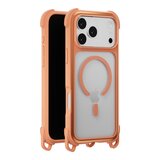 MAGEASY Odyssey Strap M 超軍規防摔掛繩手機殼 iPhone 17 Pro Max(珊瑚/魅力橘) + 鏡頭保護貼Lenz 鈦合金(午夜鈦) + Vetro 9H 鋼化玻璃保護膜