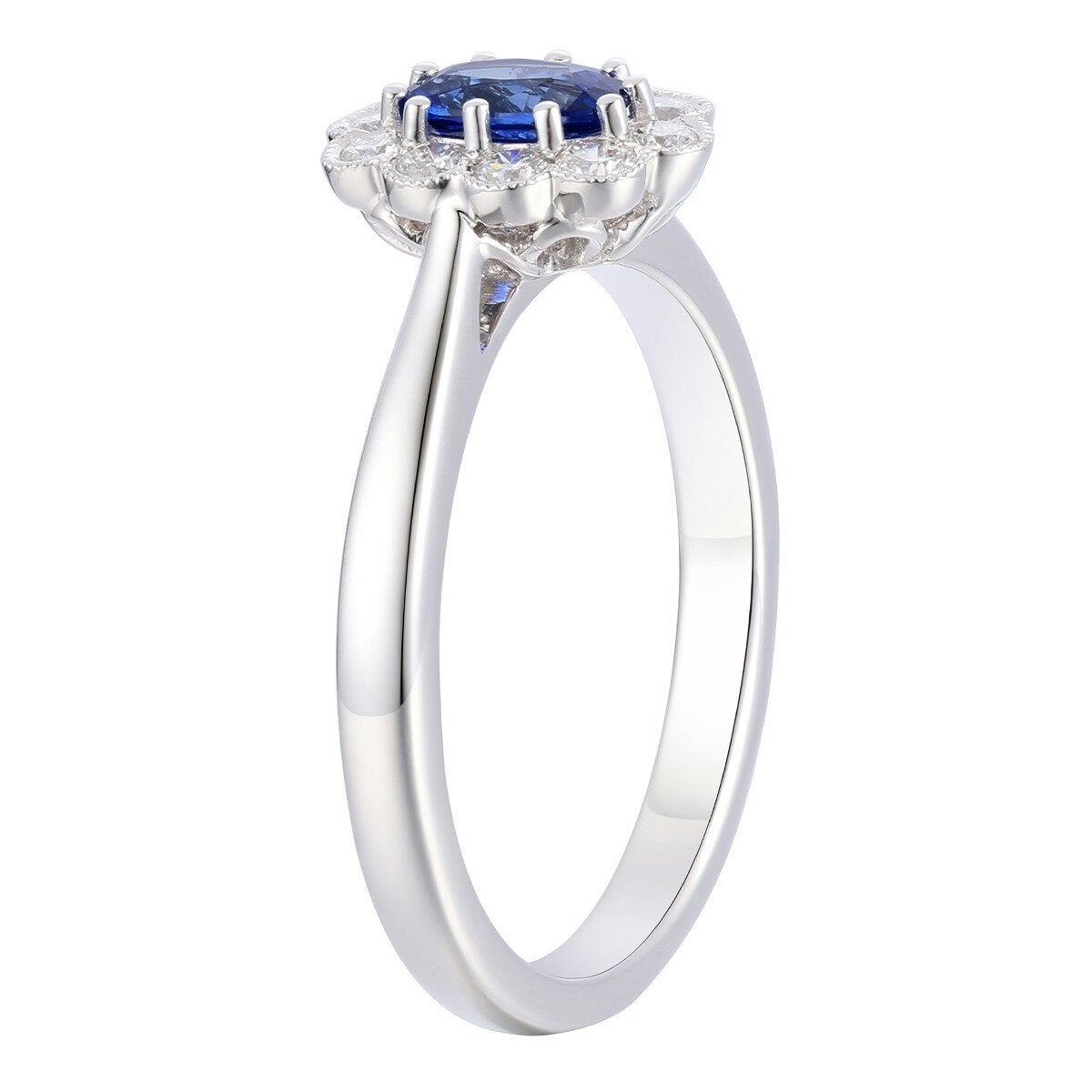 0.30克拉 14K白K金 藍寶石鑽石戒指 VS2/I