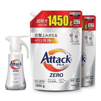 Attack Zero 噴槍型洗衣凝露 噴槍瓶400公克 + 補充包1450公克 X 2入 Attack Zero 噴槍型洗衣凝露 噴槍瓶400公克 + 補充包1450公克 X 2入