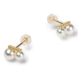 Tokyo Pearl 18K黃K金 4.5公釐 - 6.5公釐 Akoya 珍珠鑽石耳環