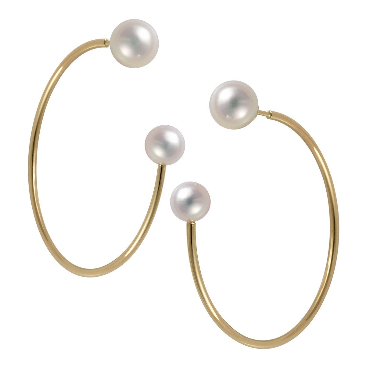 Tokyo Pearl 18K黃K金 6公釐 - 8.0公釐 Akoya 珍珠耳環