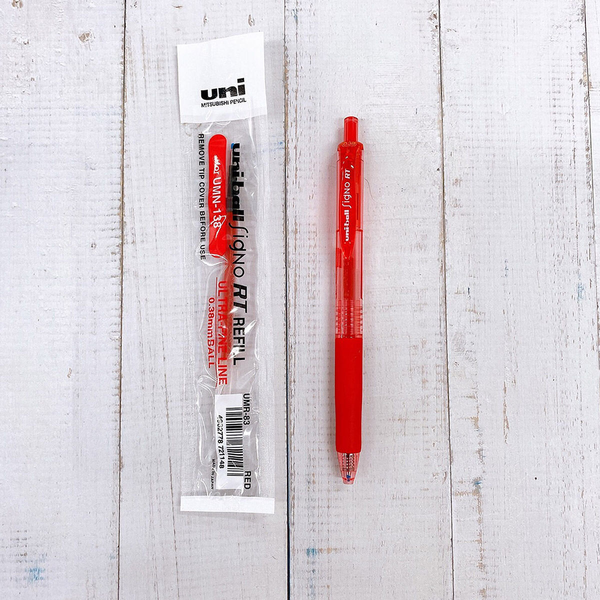 三菱 uni-ball Signo RT UMN-138 超細自動鋼珠筆 0.38公釐 筆12支+筆芯24支 紅