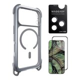 MAGEASY Odyssey Strap M 超軍規防摔掛繩手機殼 iPhone 17 Pro(迷霧/高冷灰) + 鏡頭保護貼Lenz 鈦合金(午夜鈦) + Vetro 9H 鋼化玻璃保護膜