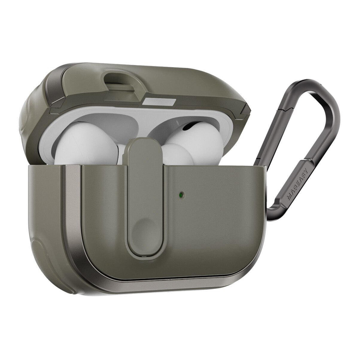MAGEASY Odyssey 抗衝擊磁扣耳機殼 AirPods 1 & 2 金屬綠 MAGEASY Odyssey 抗衝擊磁扣耳機殼 AirPods 1 & 2 金屬綠