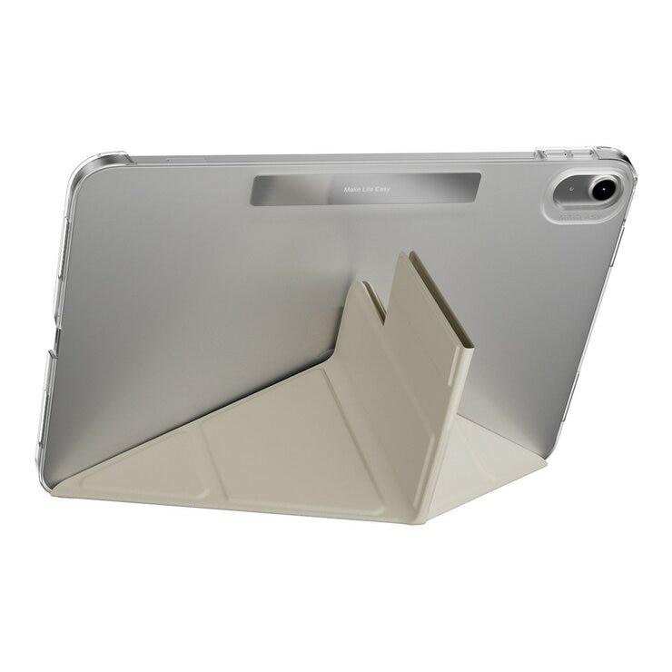 MAGEASY Facet 全方位支架透明背蓋保護套 適用於 2022 iPad 10.9吋 A14 & 2025 iPad 11吋 A16 星光白