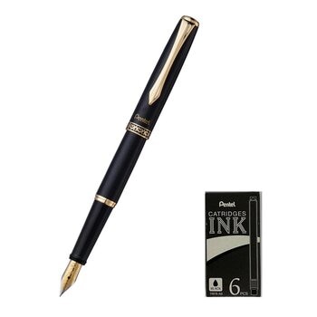 Pentel Sterling 鋼筆 + 6入黑色墨水管多種顏色選擇