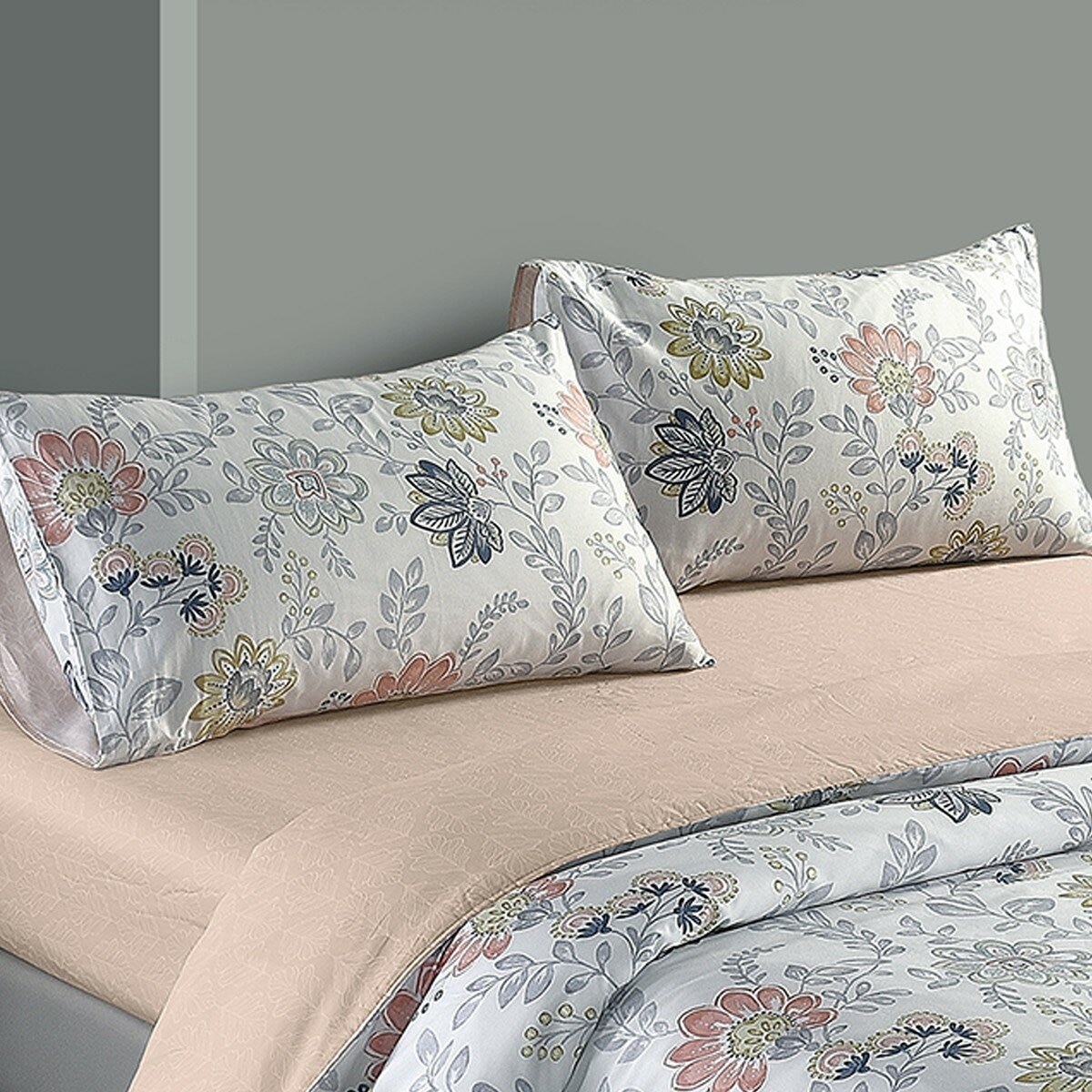 HOYACASA 300織純棉雙人床包兩用被套 4件組 152公分 X 190公分 花麓