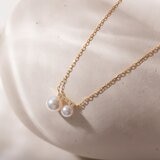 Tokyo Pearl 18K黃K金 4.5公釐 - 6.5公釐 Akoya 珍珠鑽石項鍊