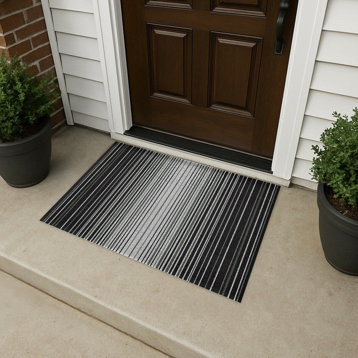 Korhani Studio 條紋地墊 60公分 X 90公分 X 0.7公分 黑