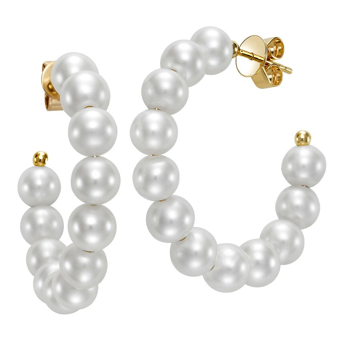 淡水珍珠耳環 14K黃K金 6公釐-7公釐