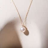 Tokyo Pearl 18K黃K金 7.0公釐 - 7.5公釐 Akoya 鑽石珍珠項鍊