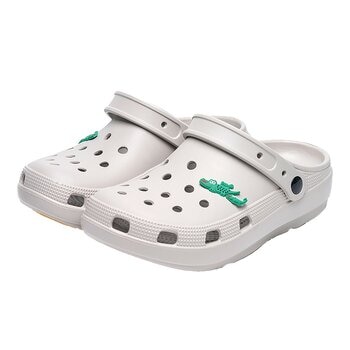 母子鱷魚 兩穿洞洞鞋 淺灰