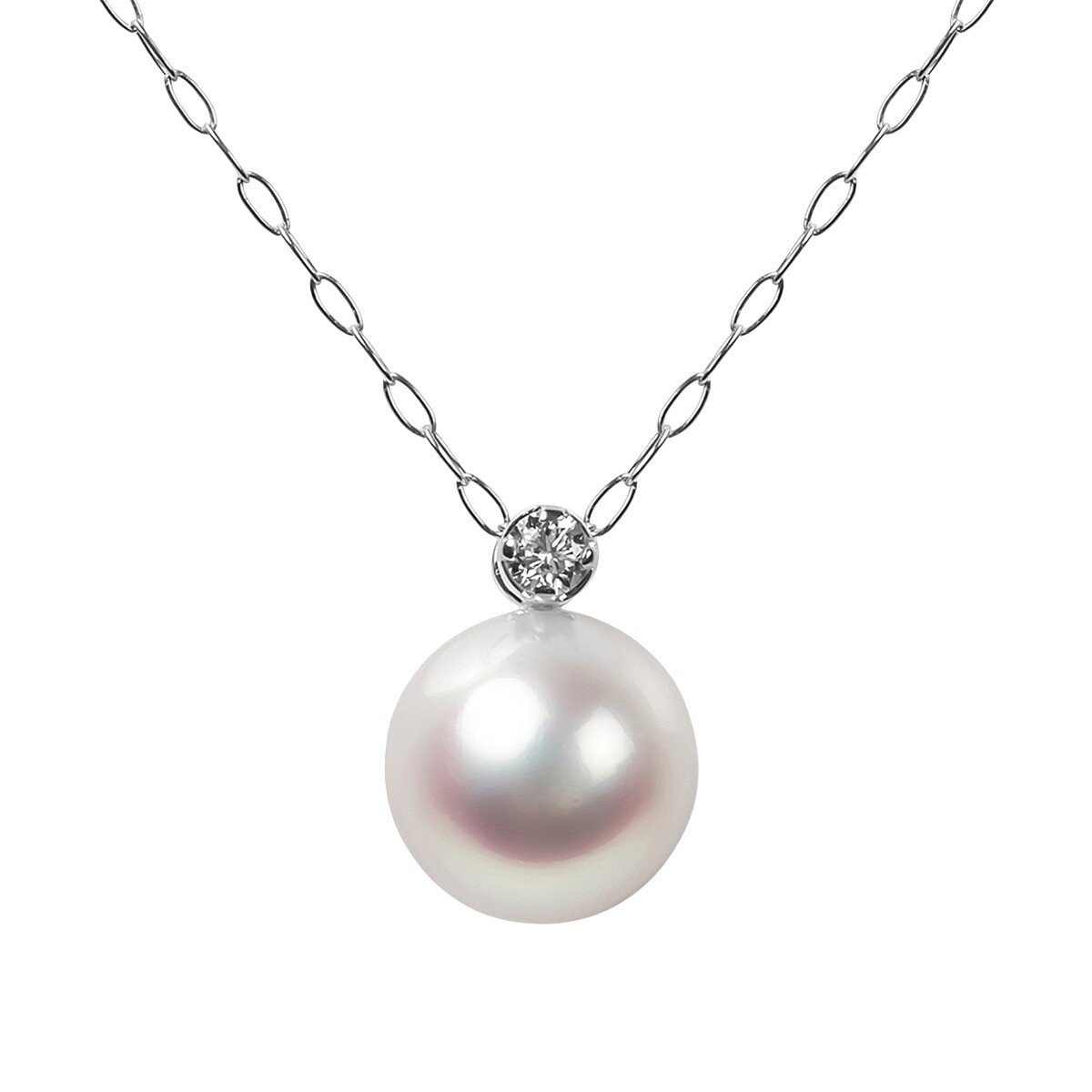 Tokyo Pearl 鉑金 8.0公釐 - 8.5公釐 Akoya 珍珠Akoya珍珠鑽石項鍊
