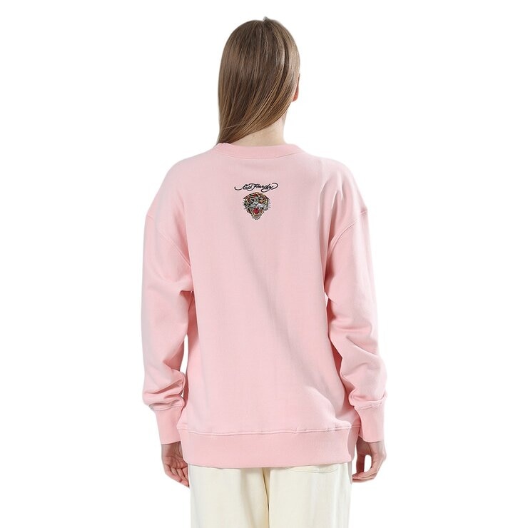 Ed Hardy 女刺繡圓領長袖上衣