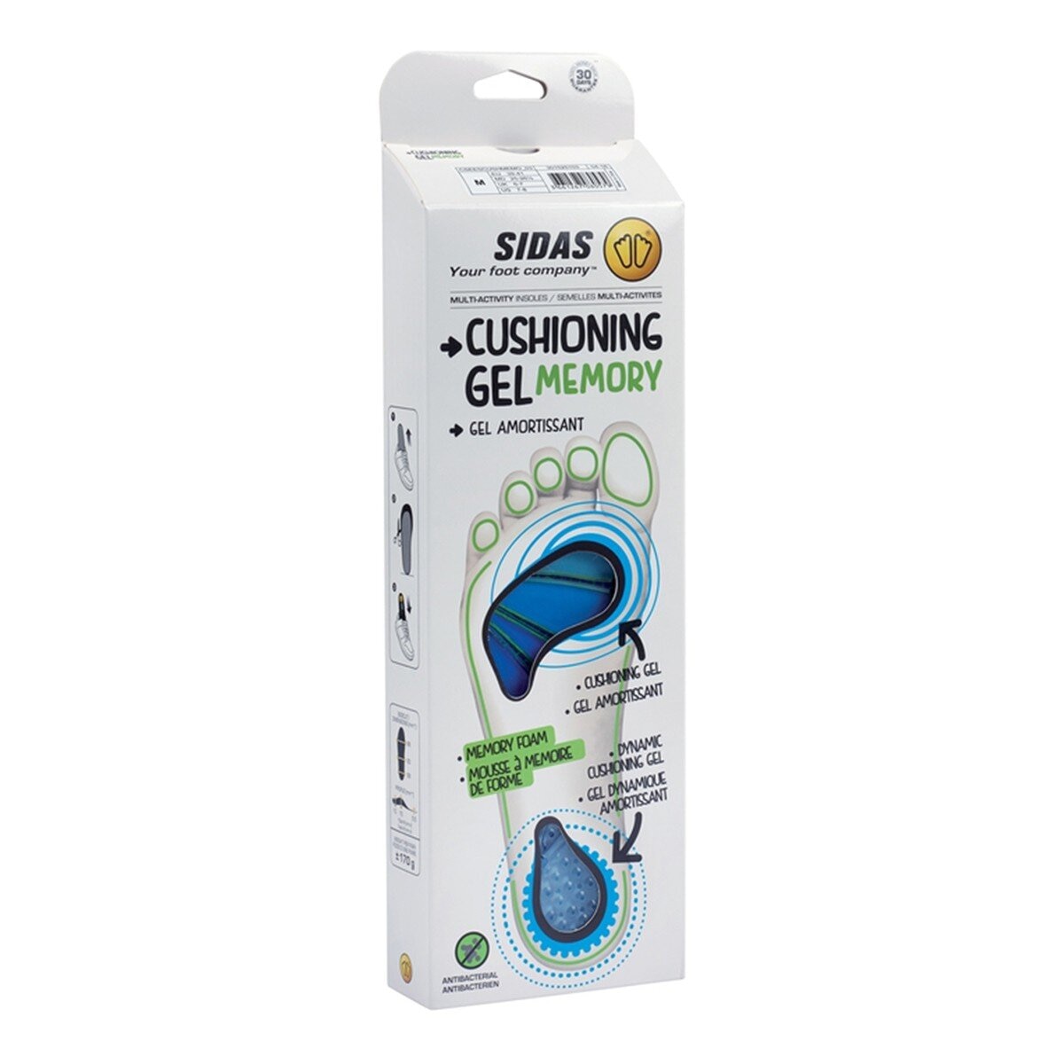 Sidas Sepatu Insole Gel Shock Absorbing 2 Pasang Ukuran S