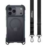 MAGEASY Odyssey Strap M 超軍規防摔掛繩手機殼 iPhone 17 Pro Max(皮革午夜/沉穩黑) + 鏡頭保護貼Lenz 鈦合金(鈦白) + Vetro 9H 鋼化玻璃保護膜