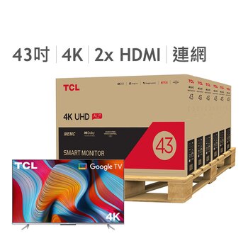 TCL 43吋 4K Google TV 智慧連網液晶顯示器不含視訊盒43P725 7台