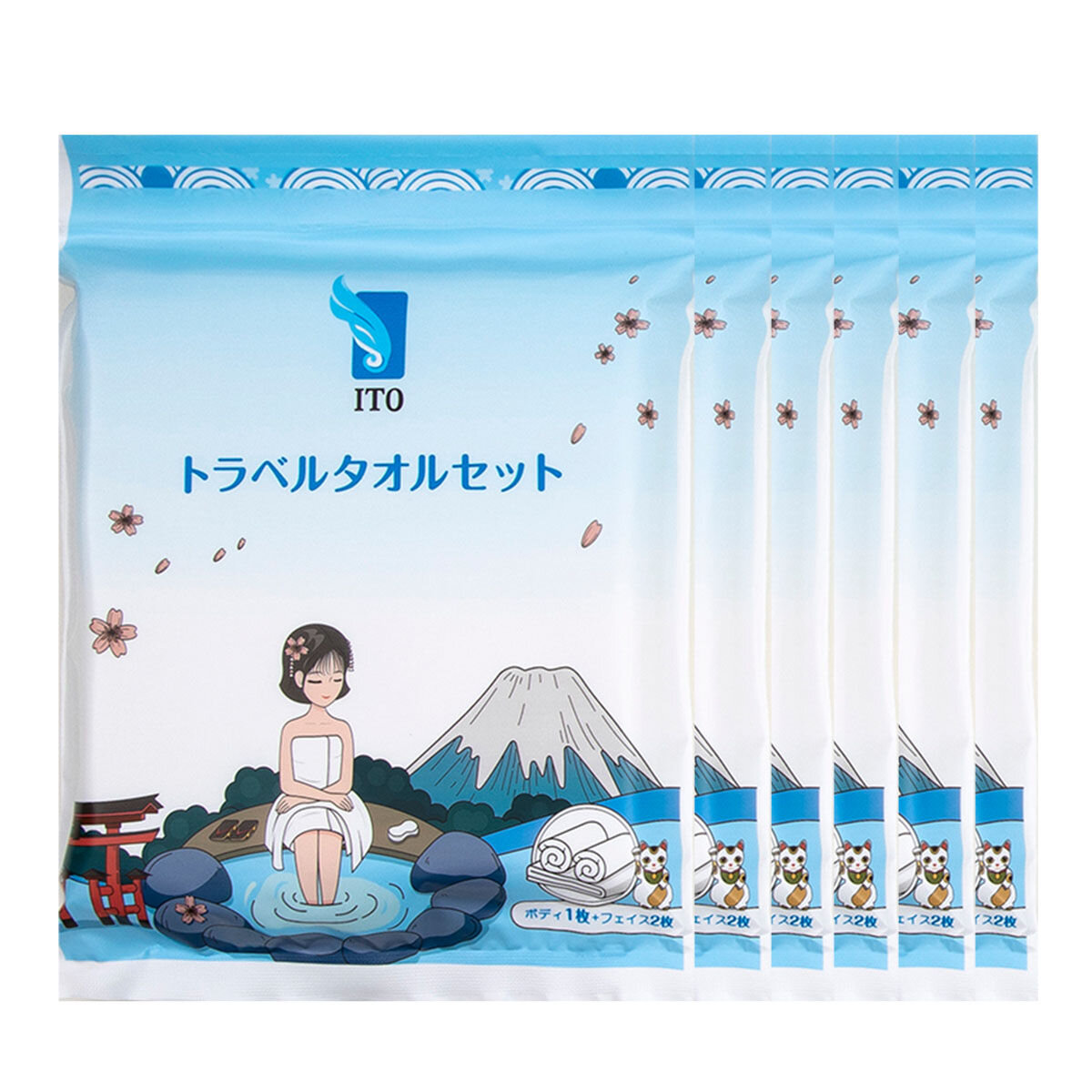 ITO 旅行浴巾套裝組 3件 X 6入