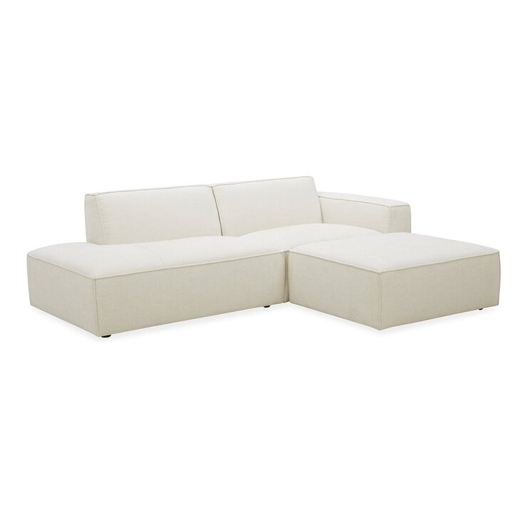 Aiden & Ivy 布面可移動式沙發附腳凳 米