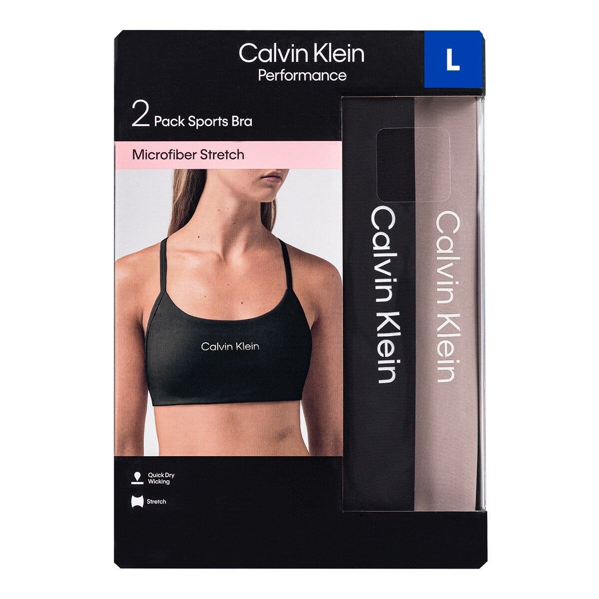 Calvin Klein 女運動內衣 2入組 黑米 L