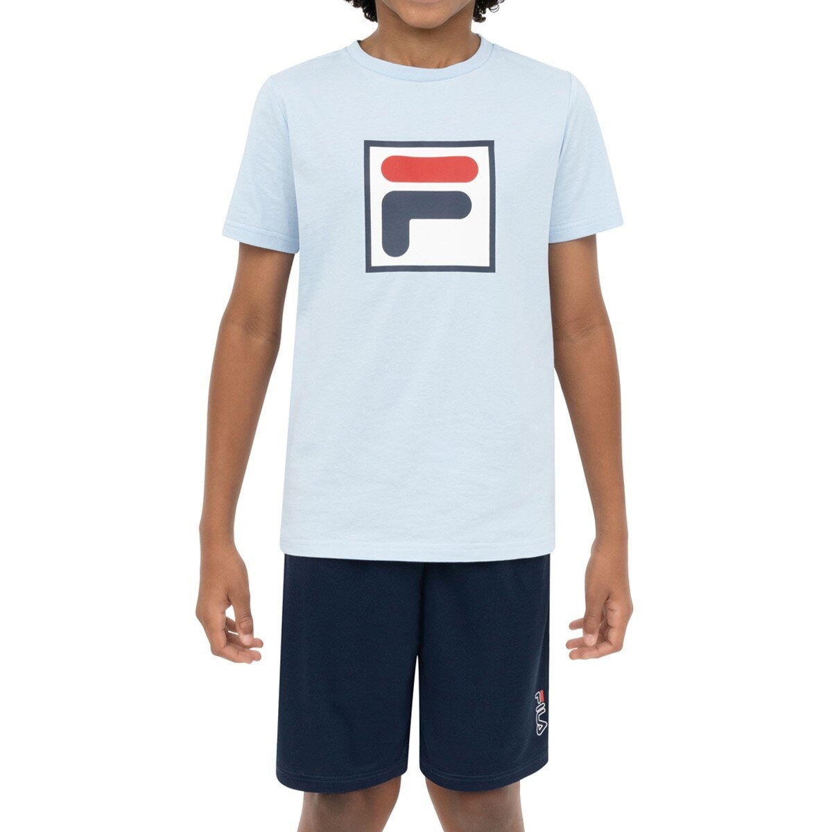 Fila 兒童短袖運動三件組 藍色組