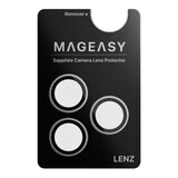 MAGEASY Bright M 不發黃軍規磁吸透明殼 iPhone 17 Pro Max(白磁圈) + 鏡頭保護貼Lenz(白色) + Vetro 9H 鋼化玻璃保護膜