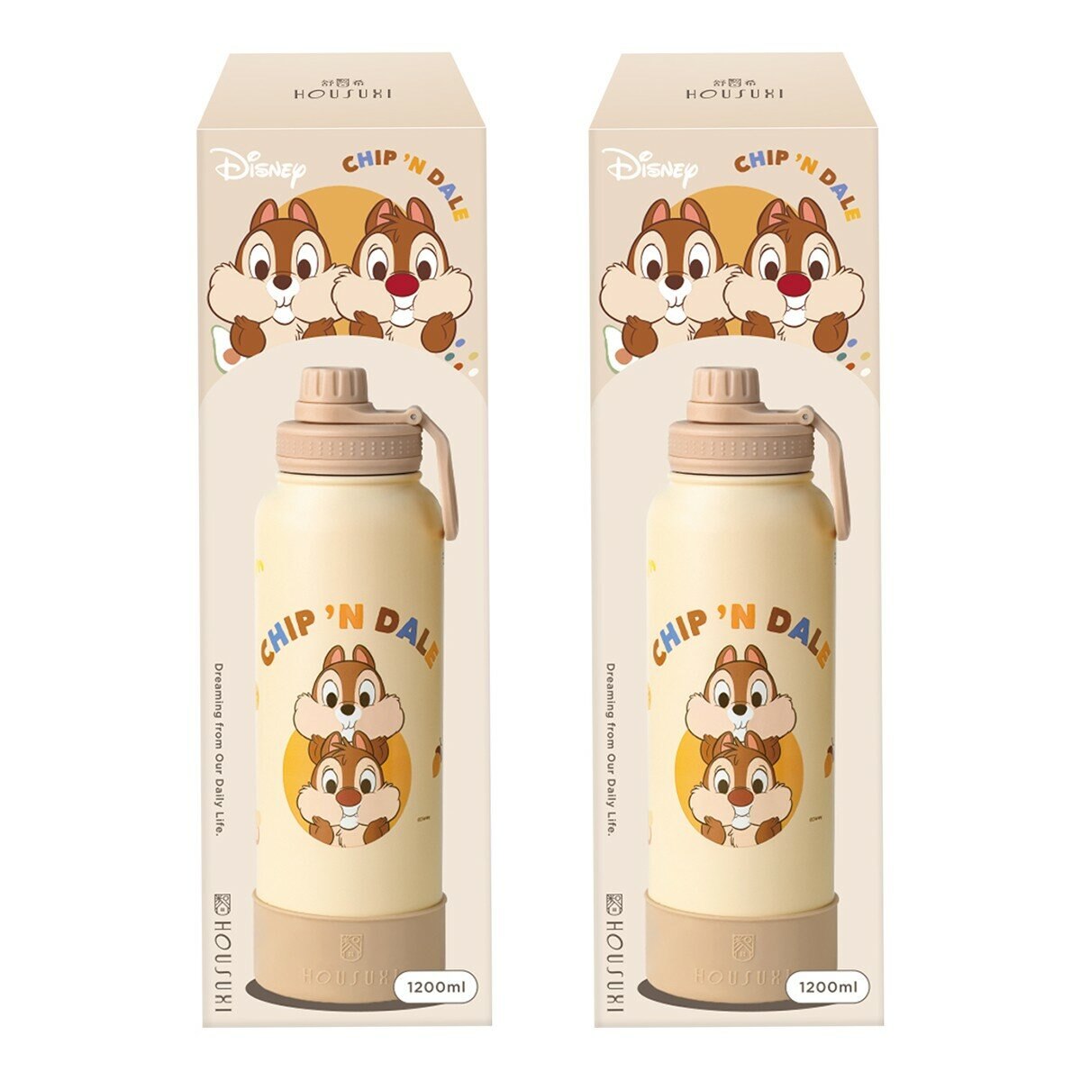 HOUSUXI 舒希 迪士尼 不鏽鋼保冷保溫瓶 1.2公升 X 2件組 奇奇蒂蒂