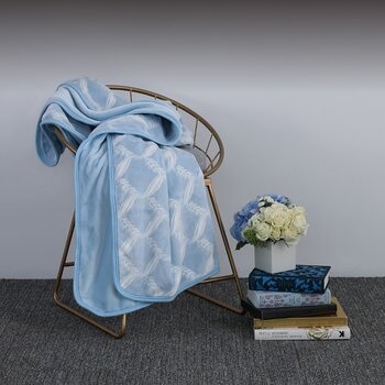 Wedgwood 桂冠之舞超細纖維印花毛毯 180公分 X 210公分 藍